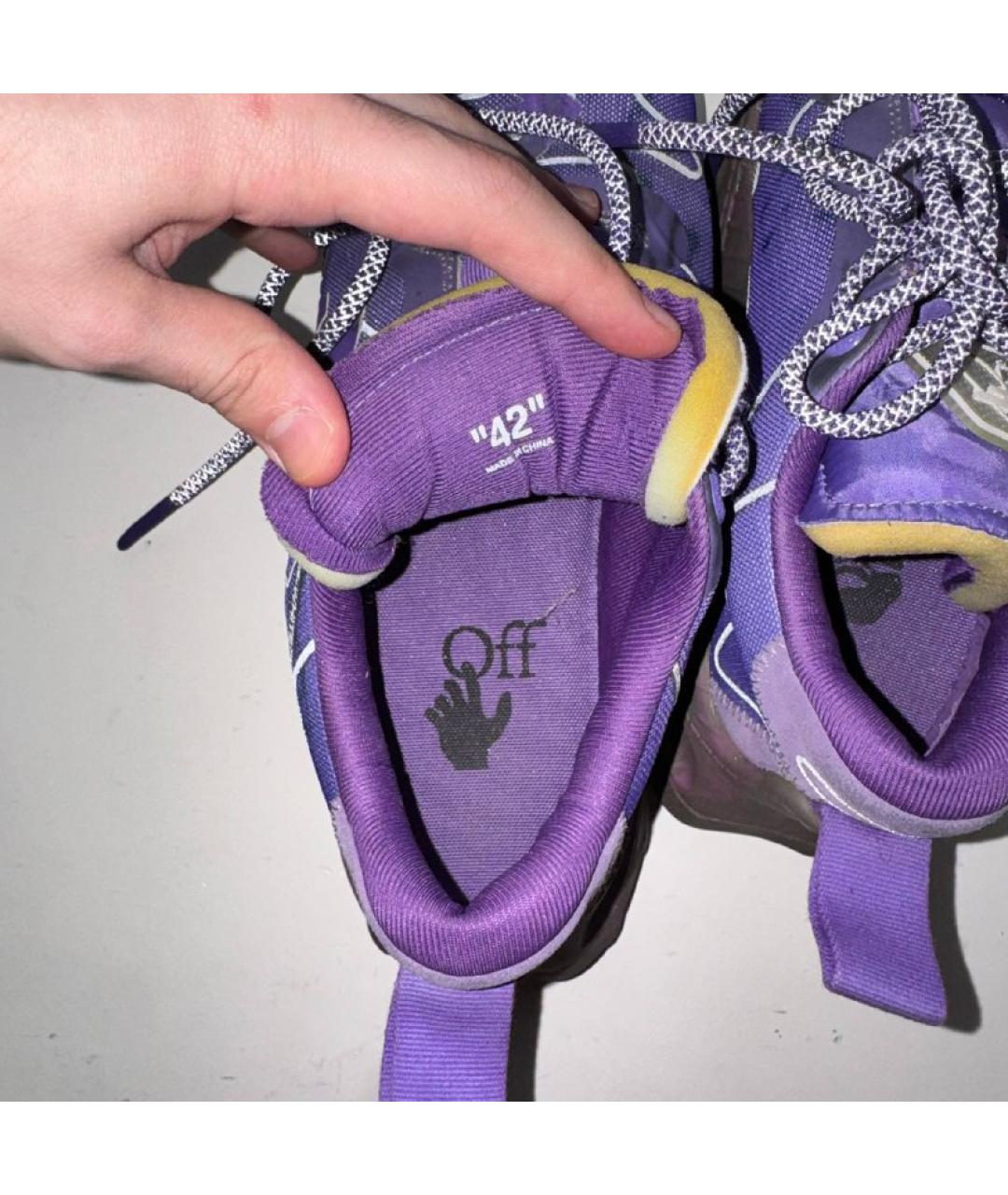 OFF-WHITE Фиолетовые текстильные низкие кроссовки / кеды, фото 4