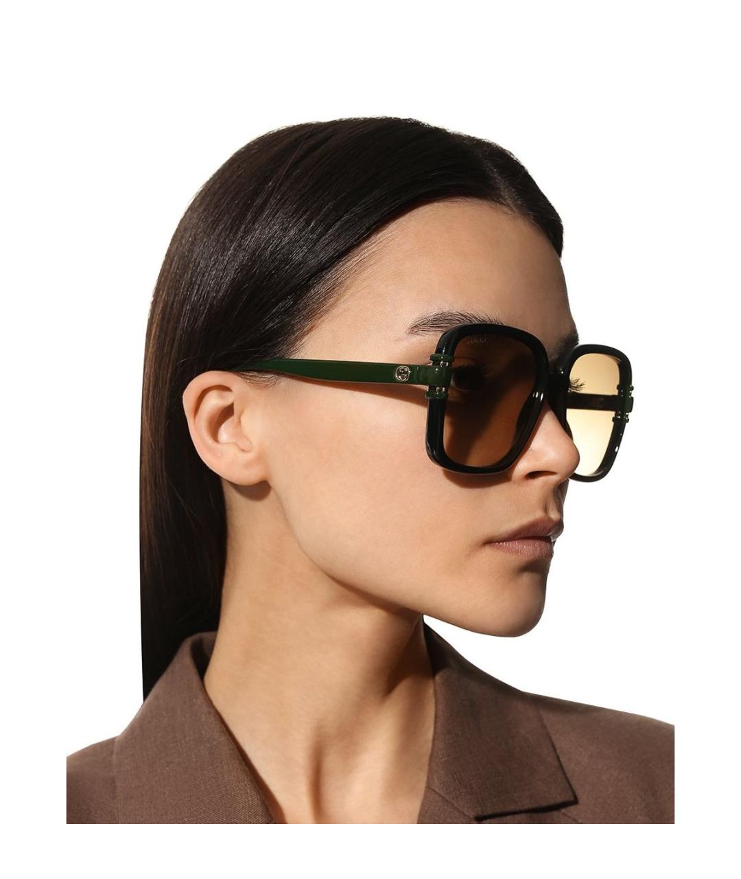 GUCCI Зеленые пластиковые солнцезащитные очки, фото 5