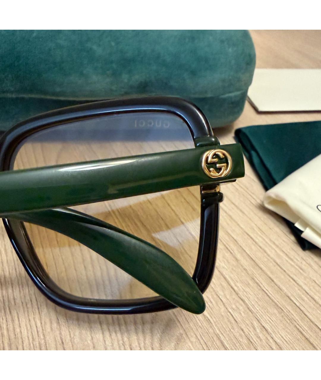 GUCCI Зеленые пластиковые солнцезащитные очки, фото 3