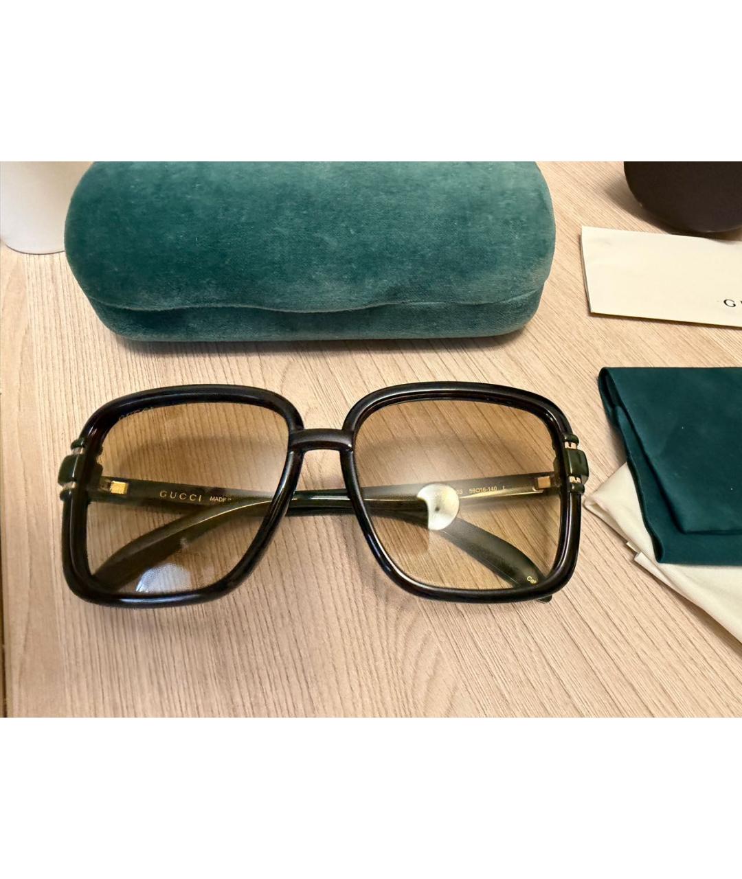 GUCCI Зеленые пластиковые солнцезащитные очки, фото 2