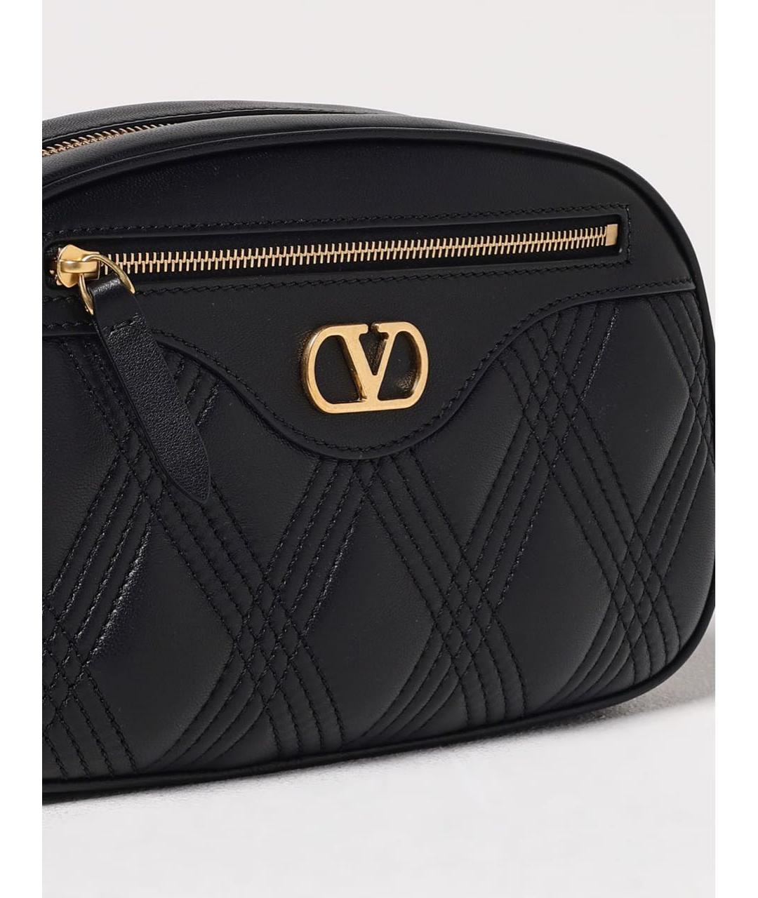 VALENTINO Черная кожаная сумка через плечо, фото 7