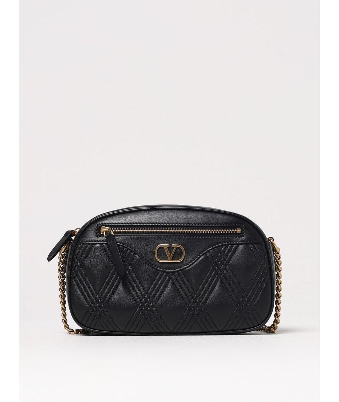 VALENTINO Черная кожаная сумка через плечо, фото 9