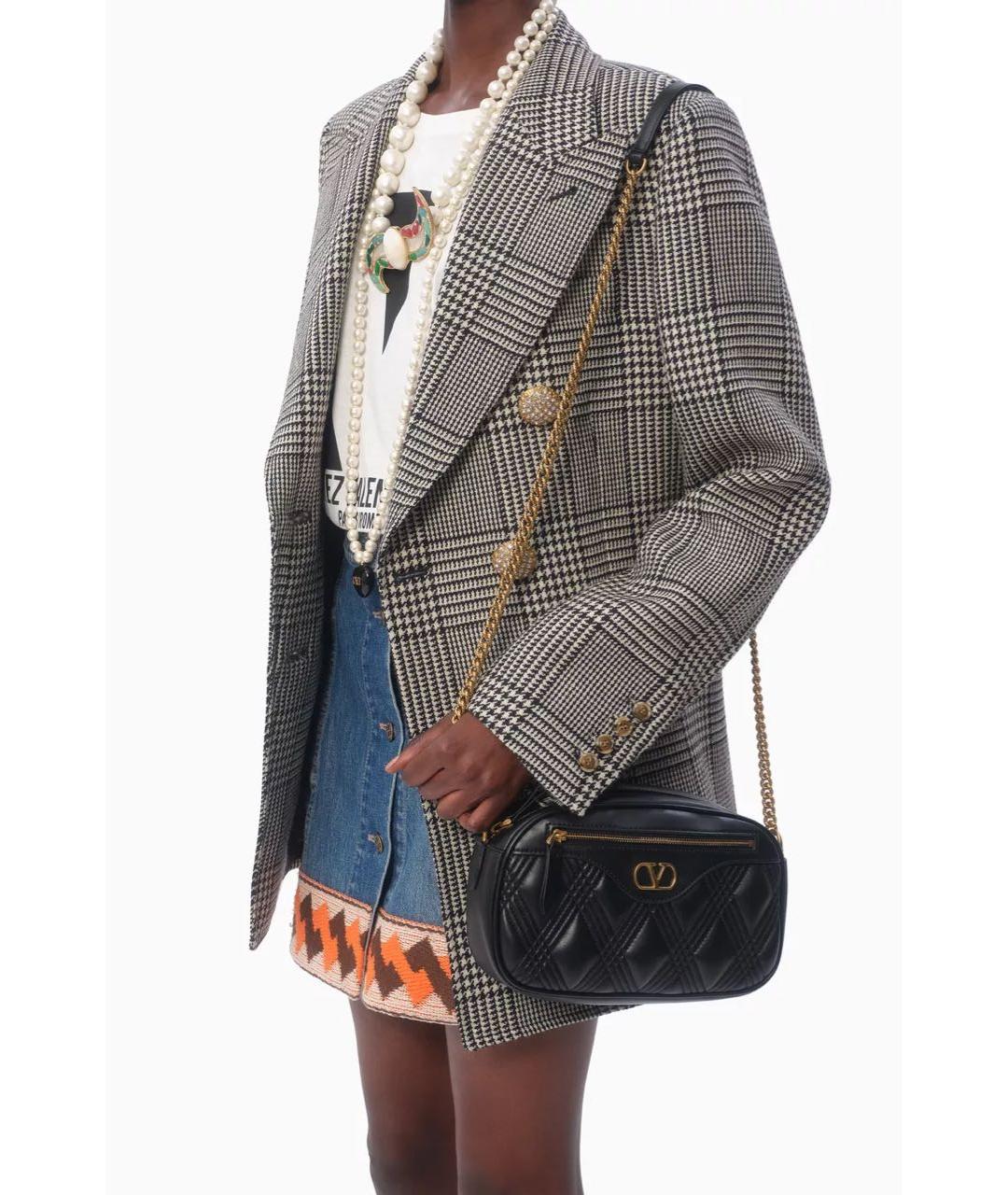 VALENTINO Черная кожаная сумка через плечо, фото 6