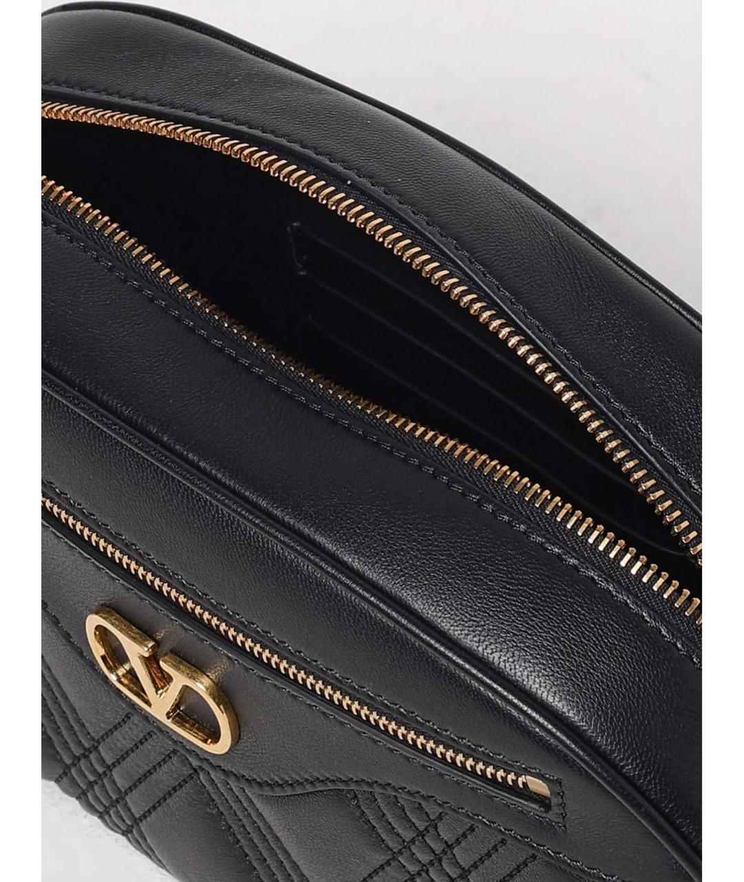 VALENTINO Черная кожаная сумка через плечо, фото 4