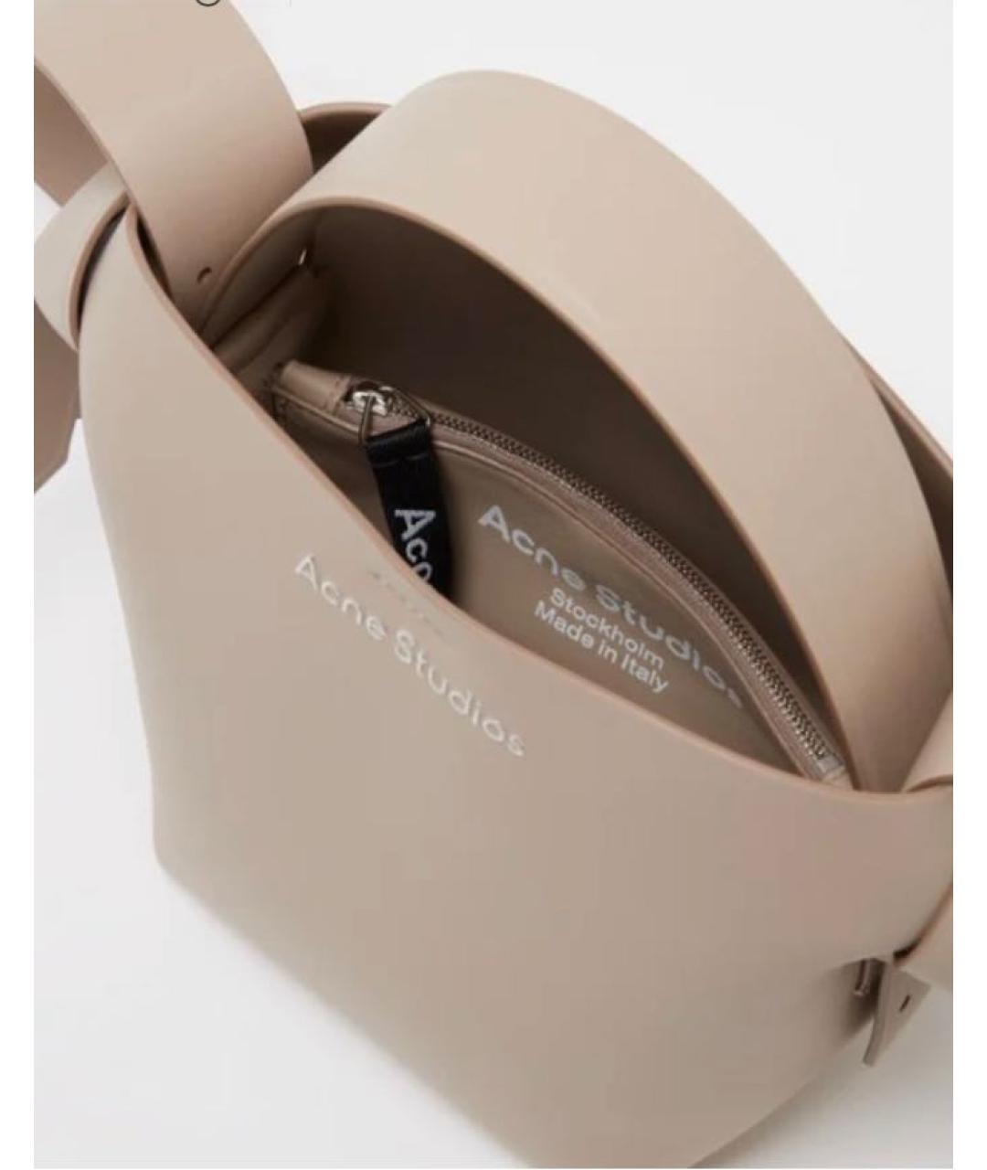 ACNE STUDIOS Бежевая кожаная сумка через плечо, фото 3