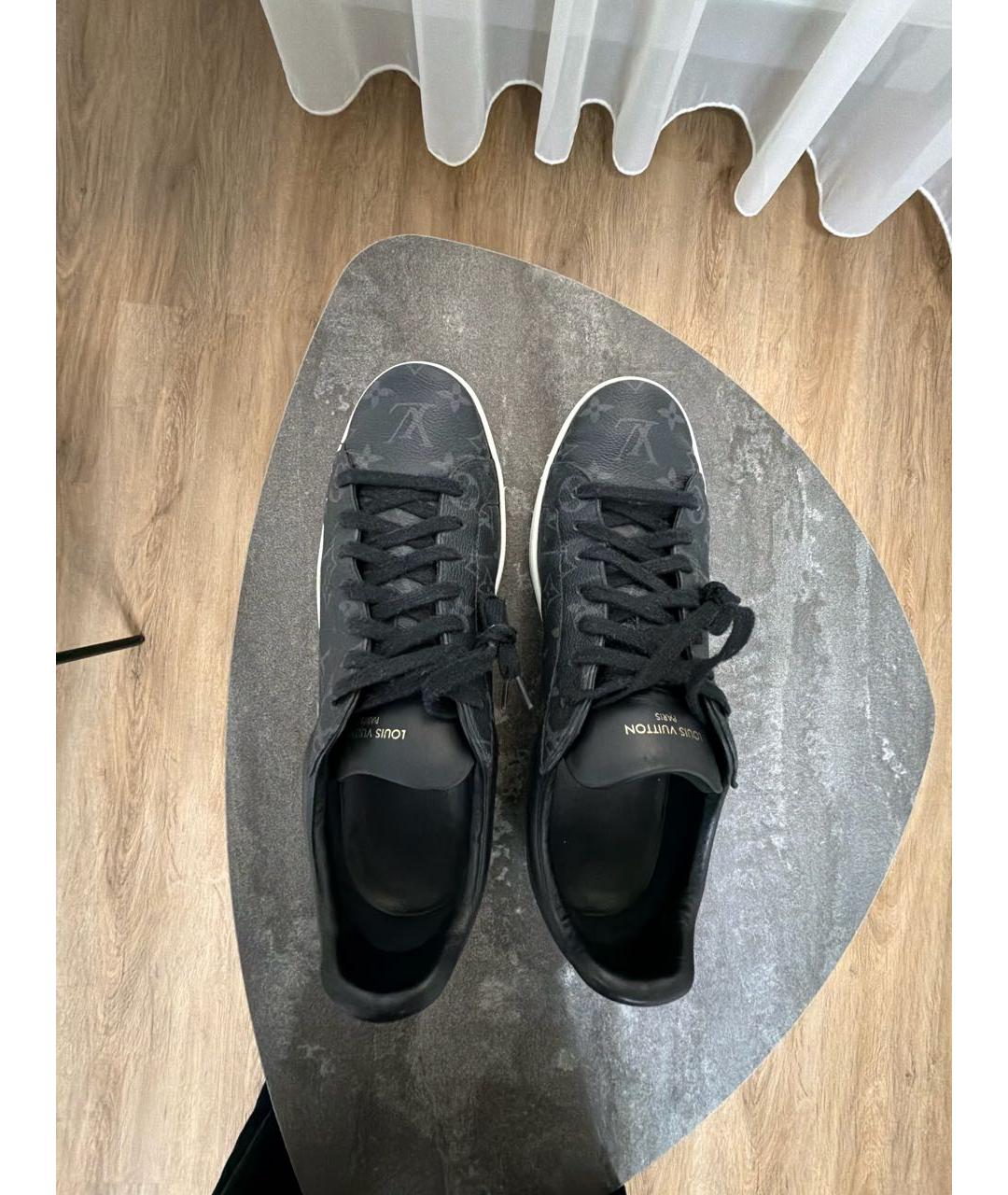 LOUIS VUITTON Антрацитовые кожаные низкие кроссовки / кеды, фото 3