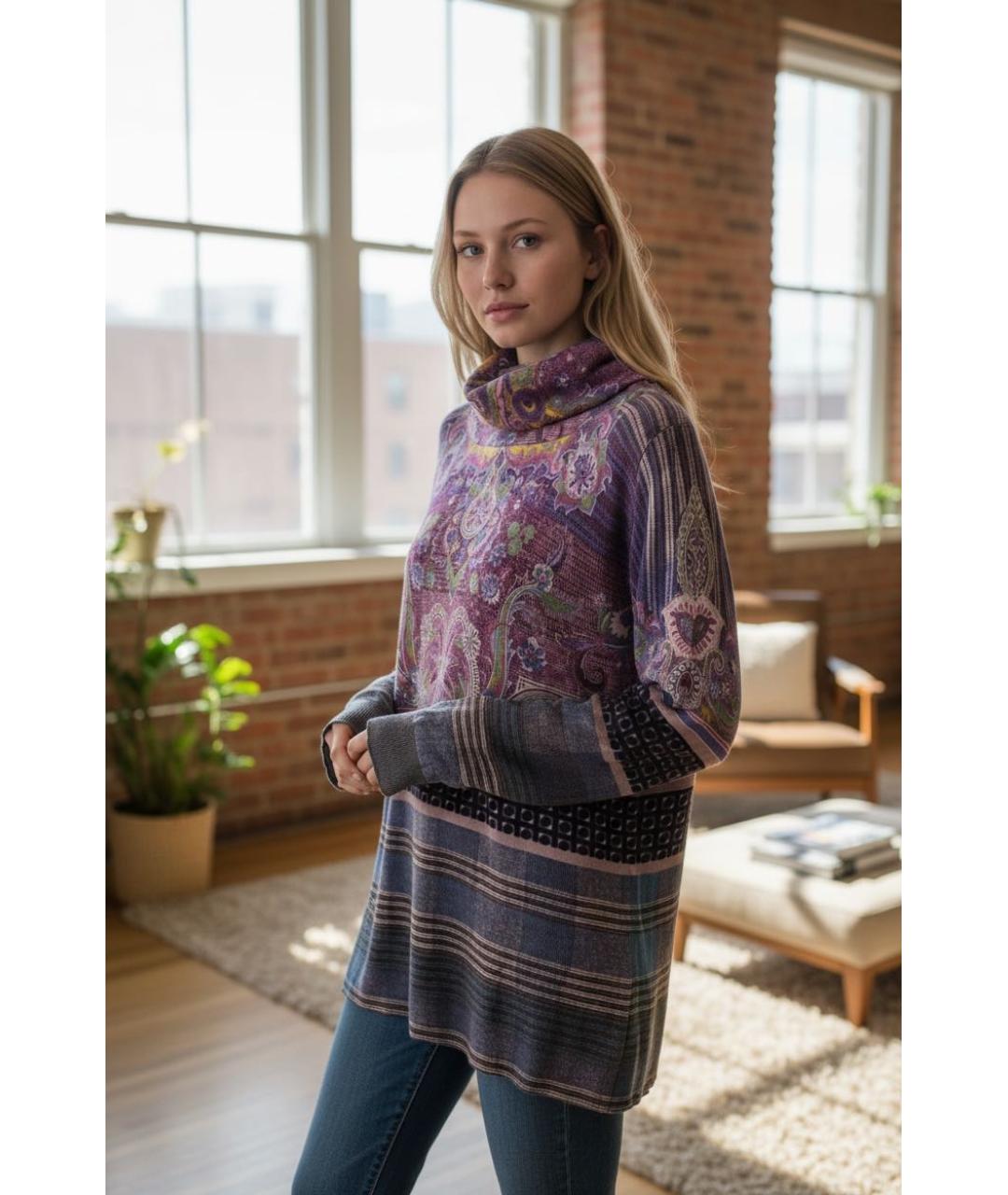 ETRO Фиолетовая кашемировая водолазка, фото 4