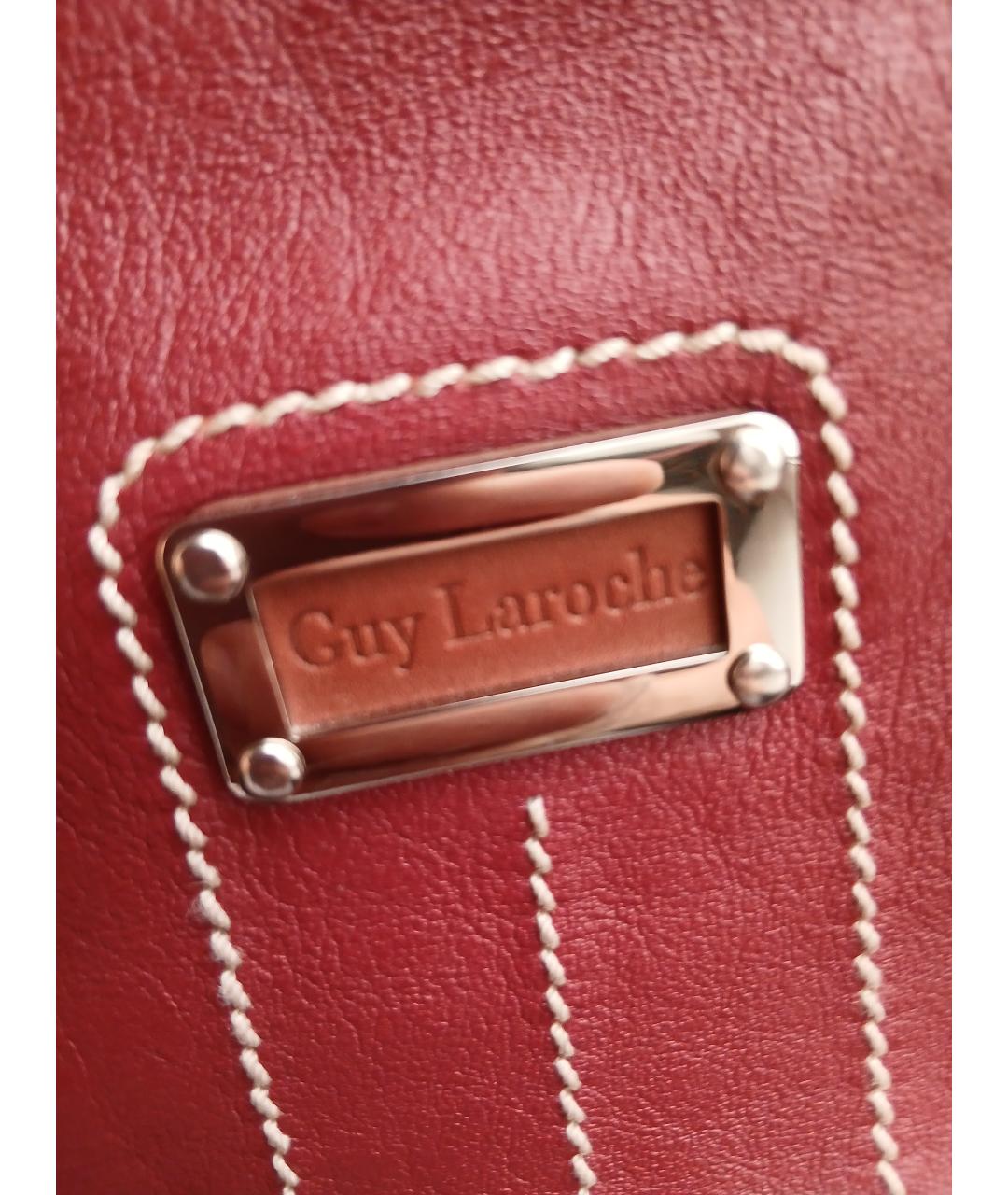 GUY LAROCHE Бордовая кожаная сумка с короткими ручками, фото 3