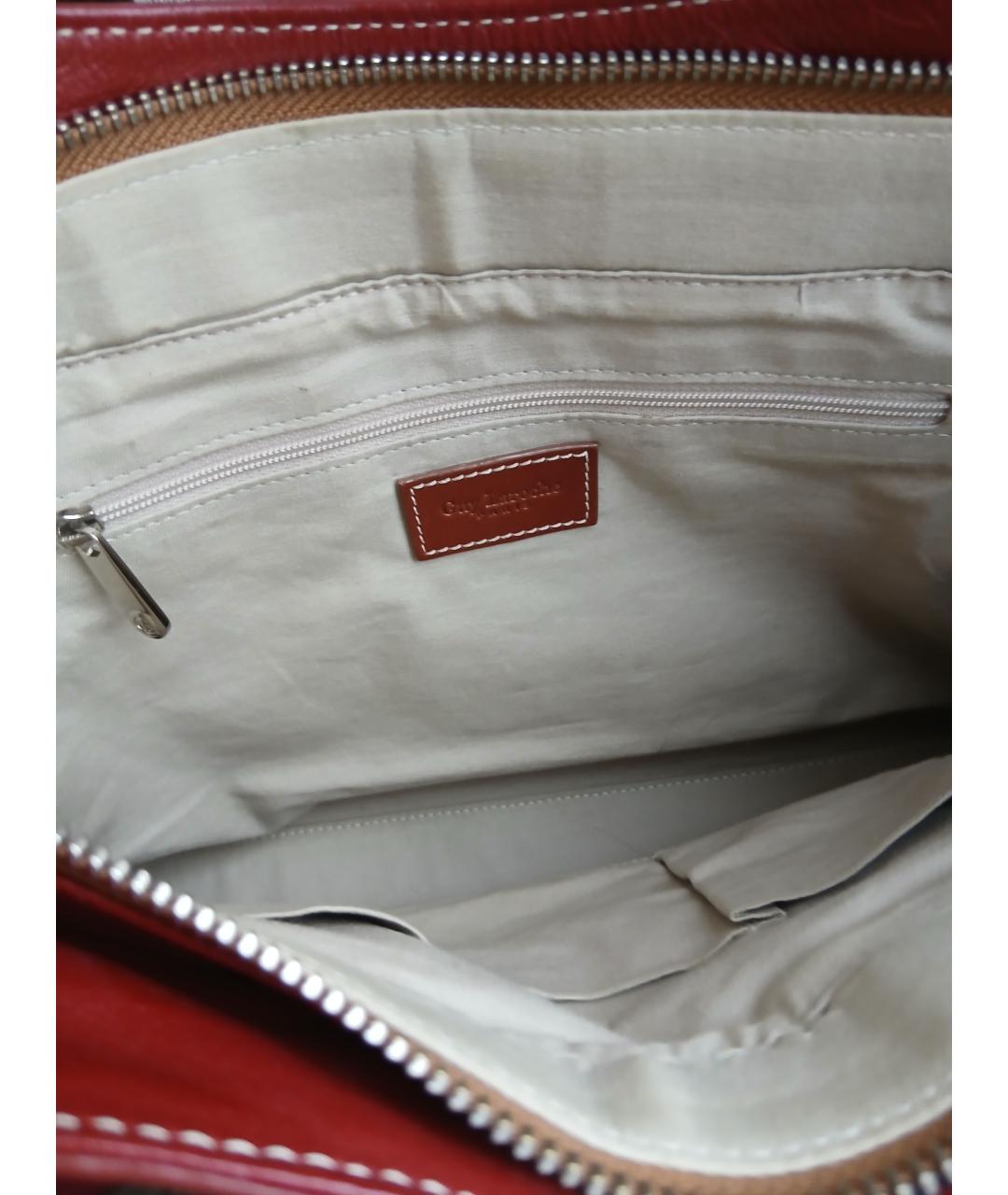 GUY LAROCHE Бордовая кожаная сумка с короткими ручками, фото 4