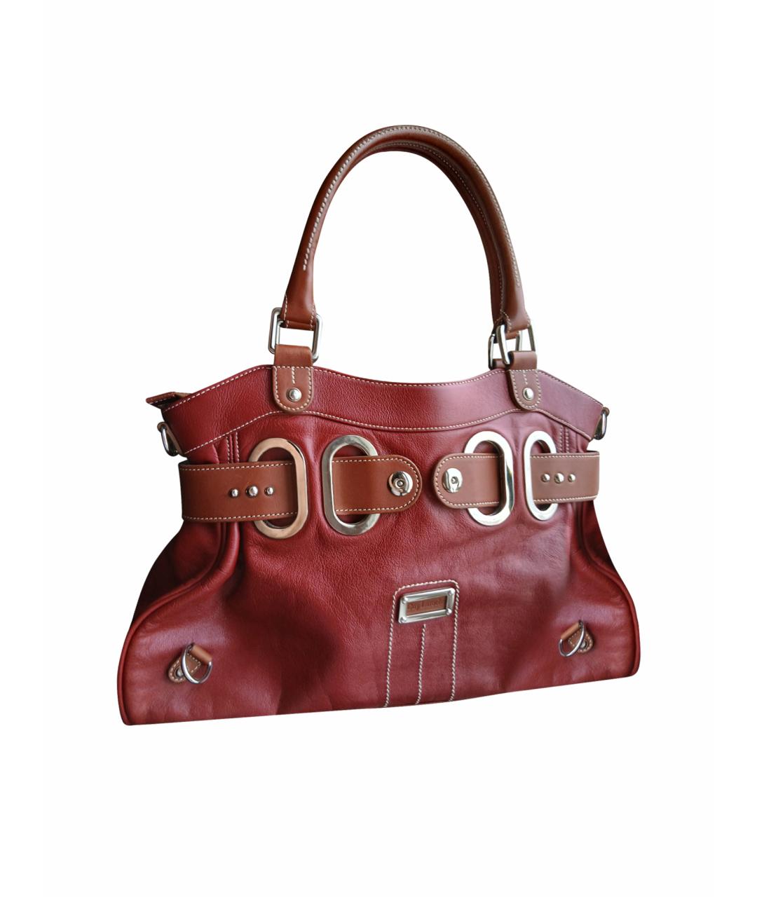 GUY LAROCHE Бордовая кожаная сумка с короткими ручками, фото 1