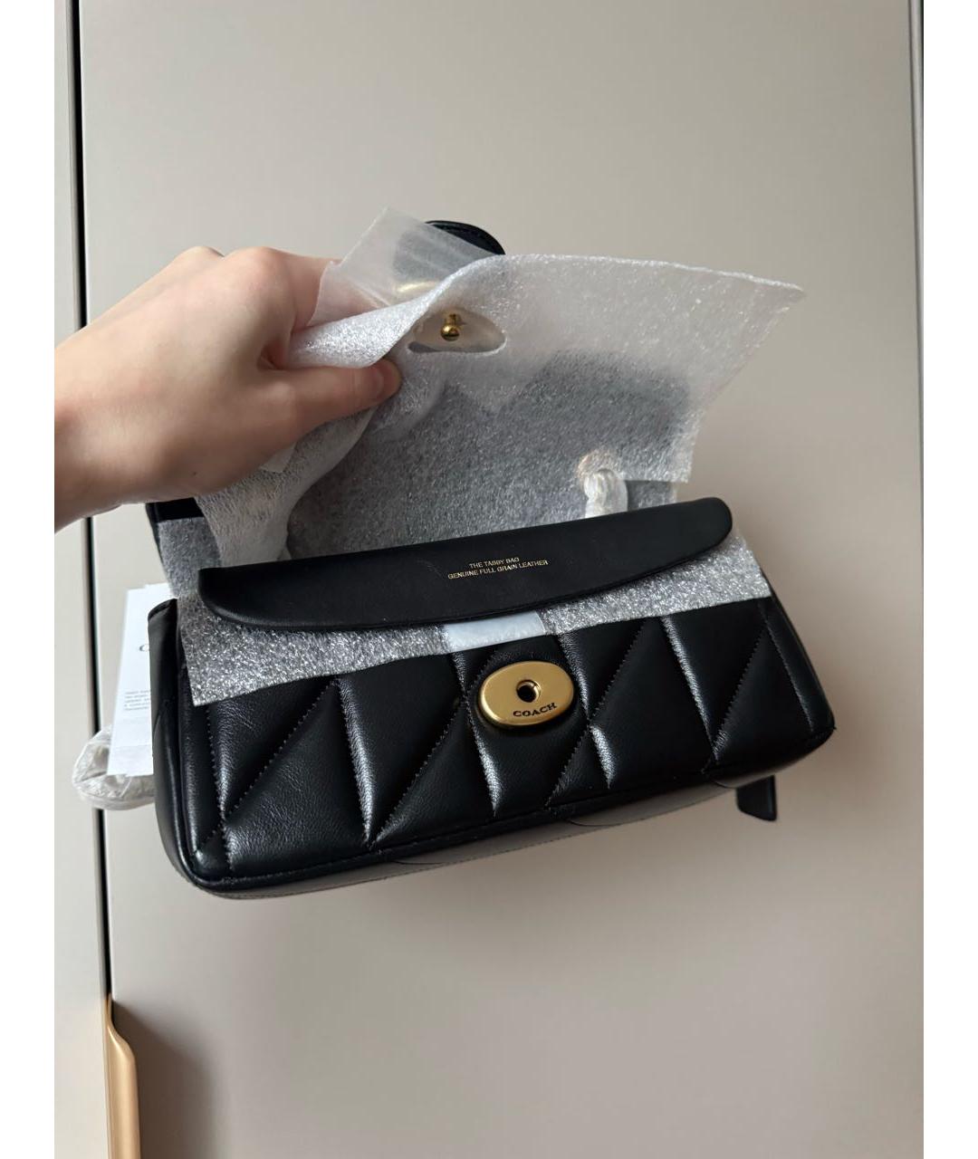 COACH Черная кожаная сумка через плечо, фото 6