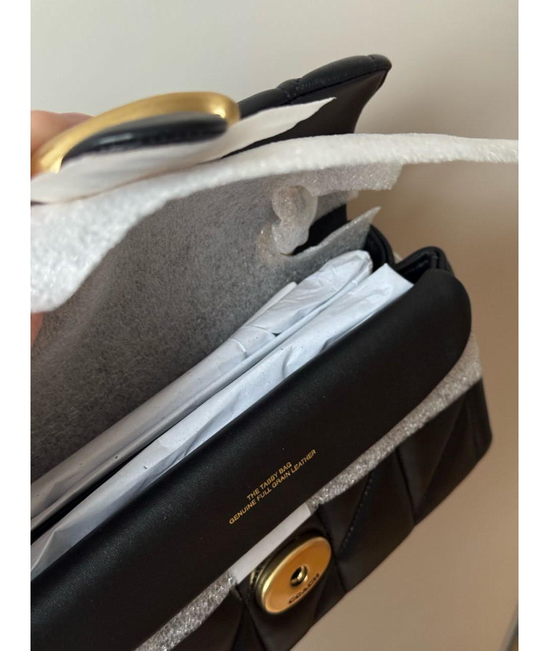 COACH Черная кожаная сумка через плечо, фото 4