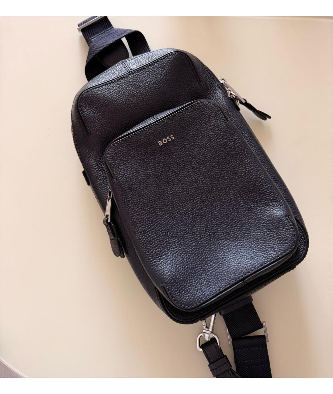 HUGO BOSS Темно-синяя хлопковая сумка на плечо, фото 9