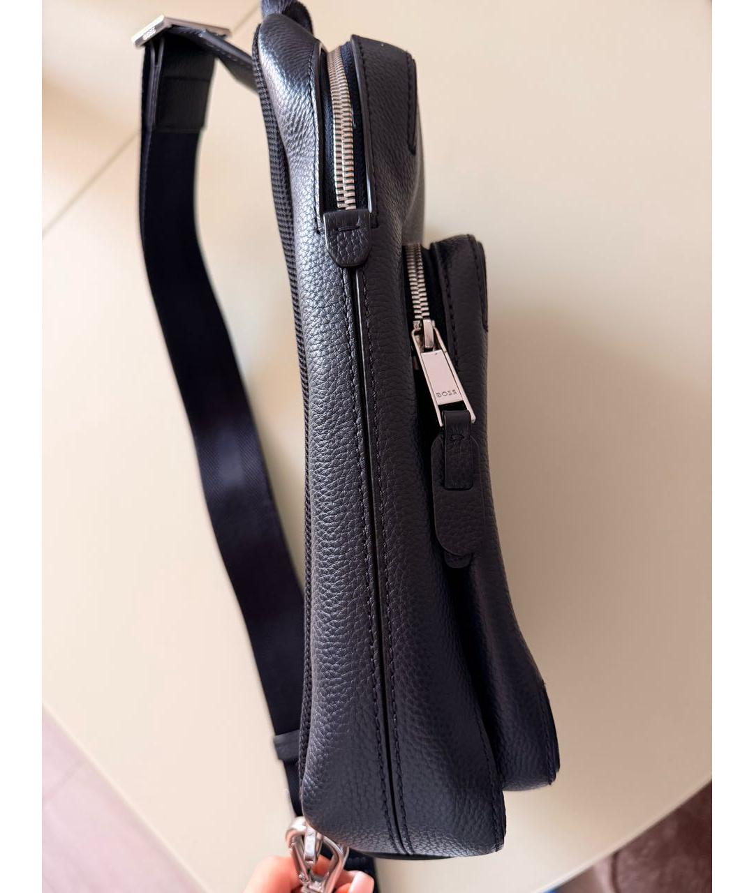 HUGO BOSS Темно-синяя хлопковая сумка на плечо, фото 3