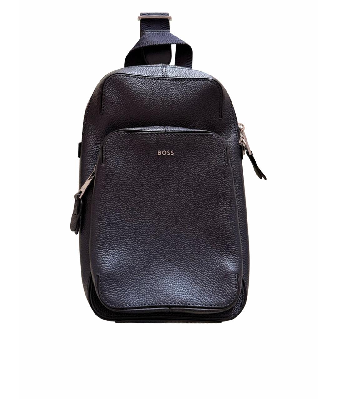 HUGO BOSS Темно-синяя хлопковая сумка на плечо, фото 1