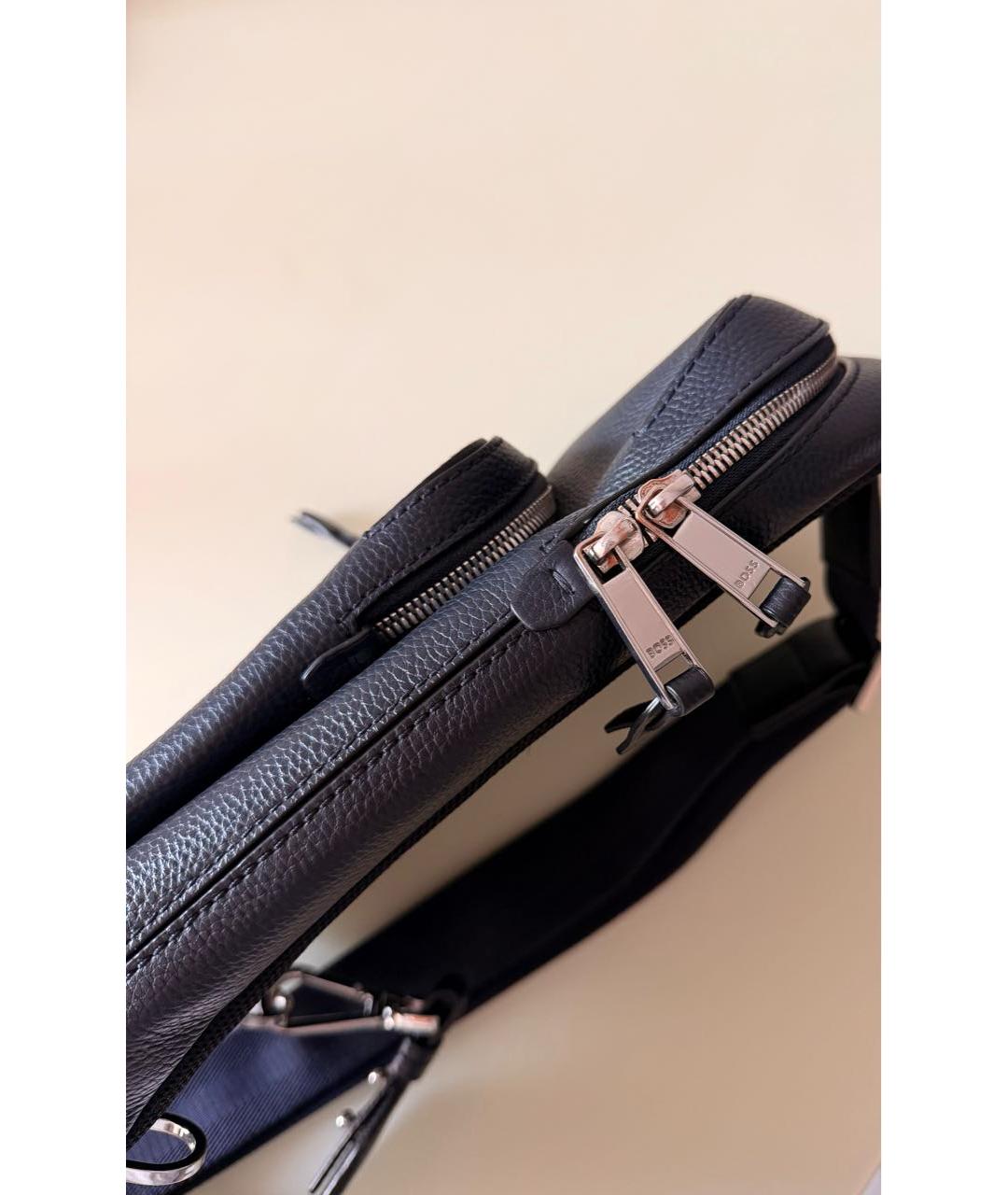 HUGO BOSS Темно-синяя хлопковая сумка на плечо, фото 7