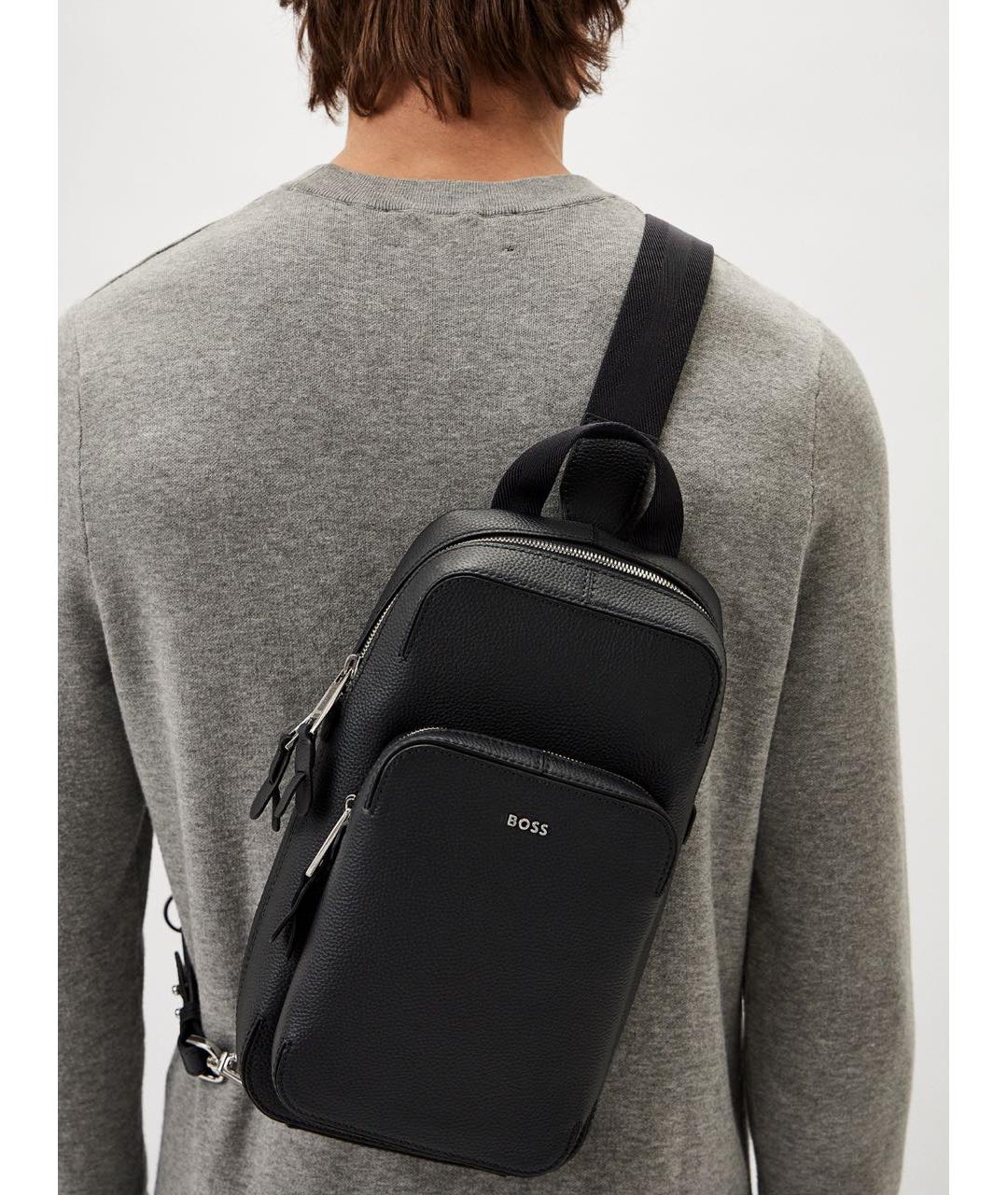 HUGO BOSS Темно-синяя хлопковая сумка на плечо, фото 6