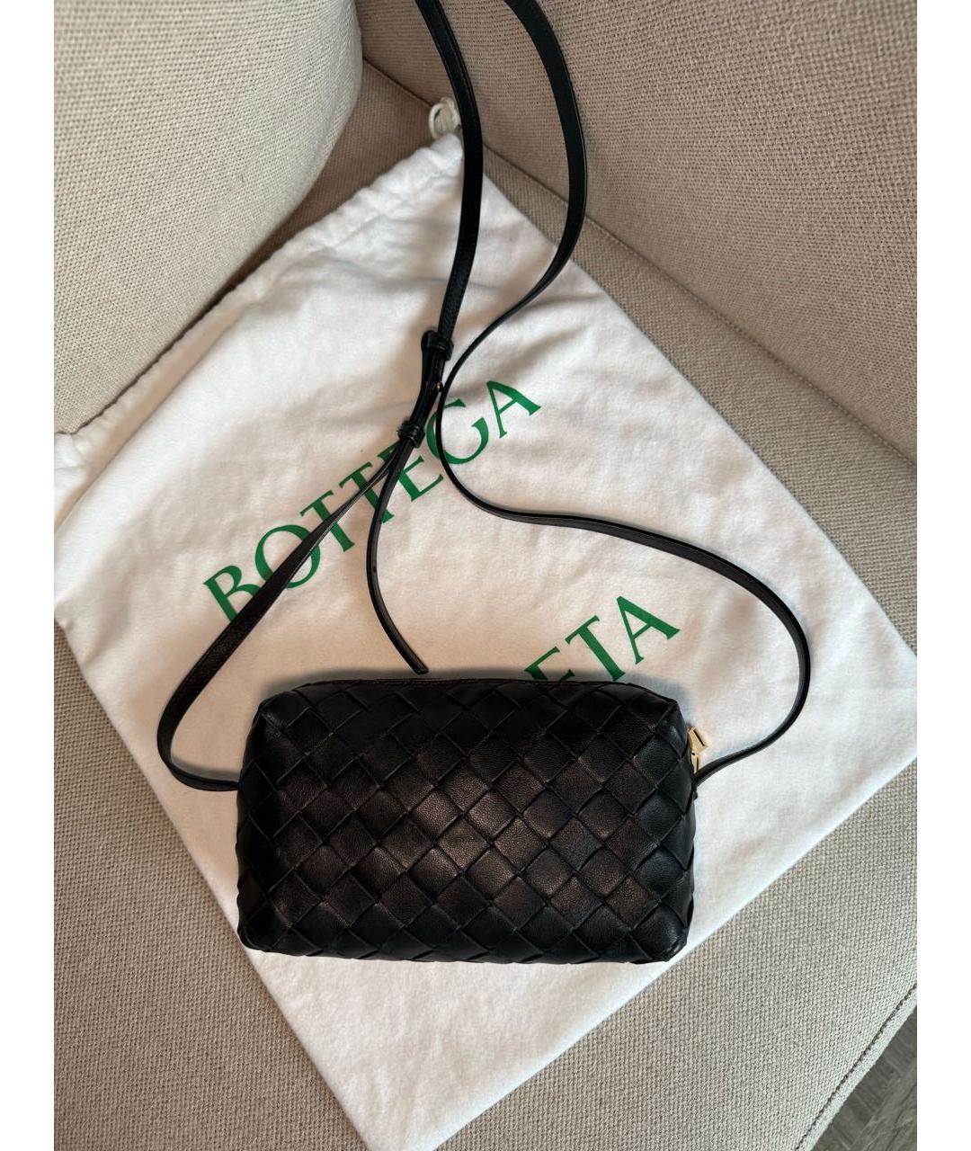 BOTTEGA VENETA Черная кожаная сумка через плечо, фото 7