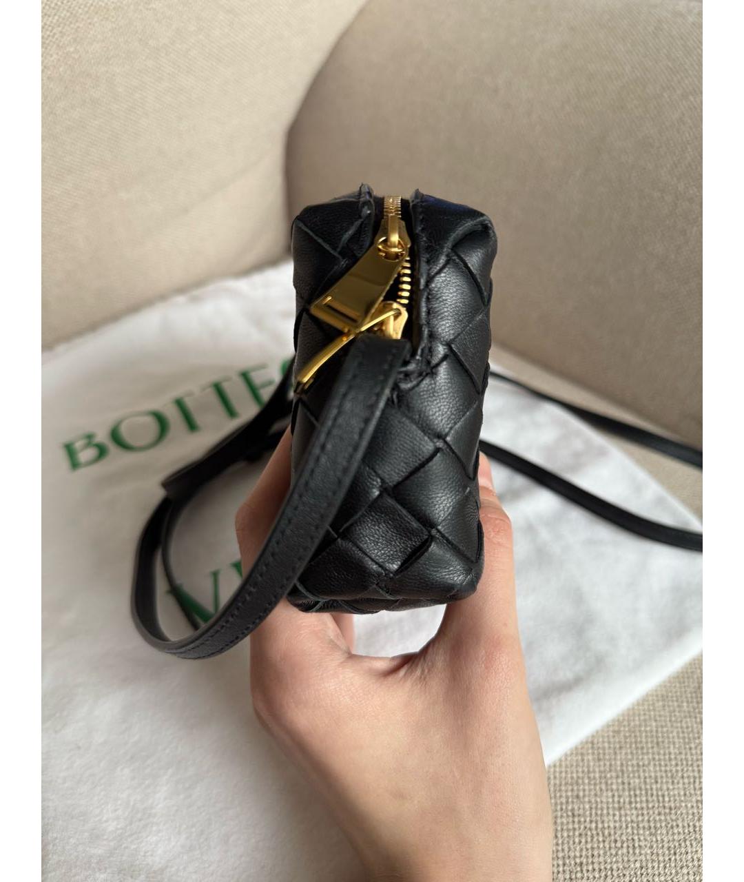 BOTTEGA VENETA Черная кожаная сумка через плечо, фото 4