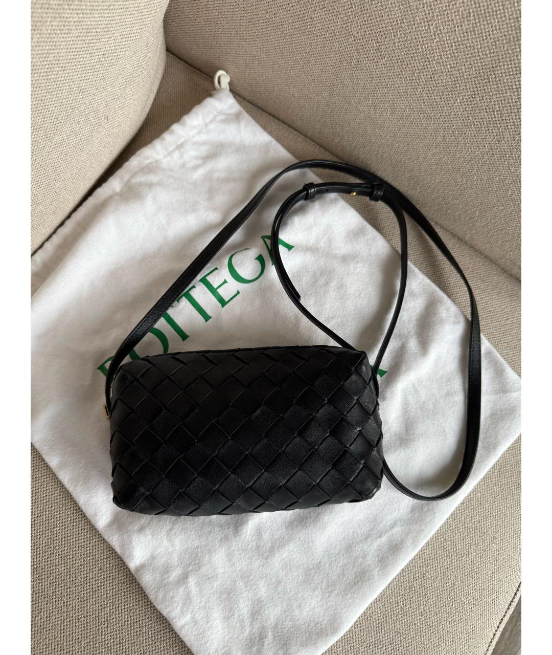 BOTTEGA VENETA Черная кожаная сумка через плечо, фото 2