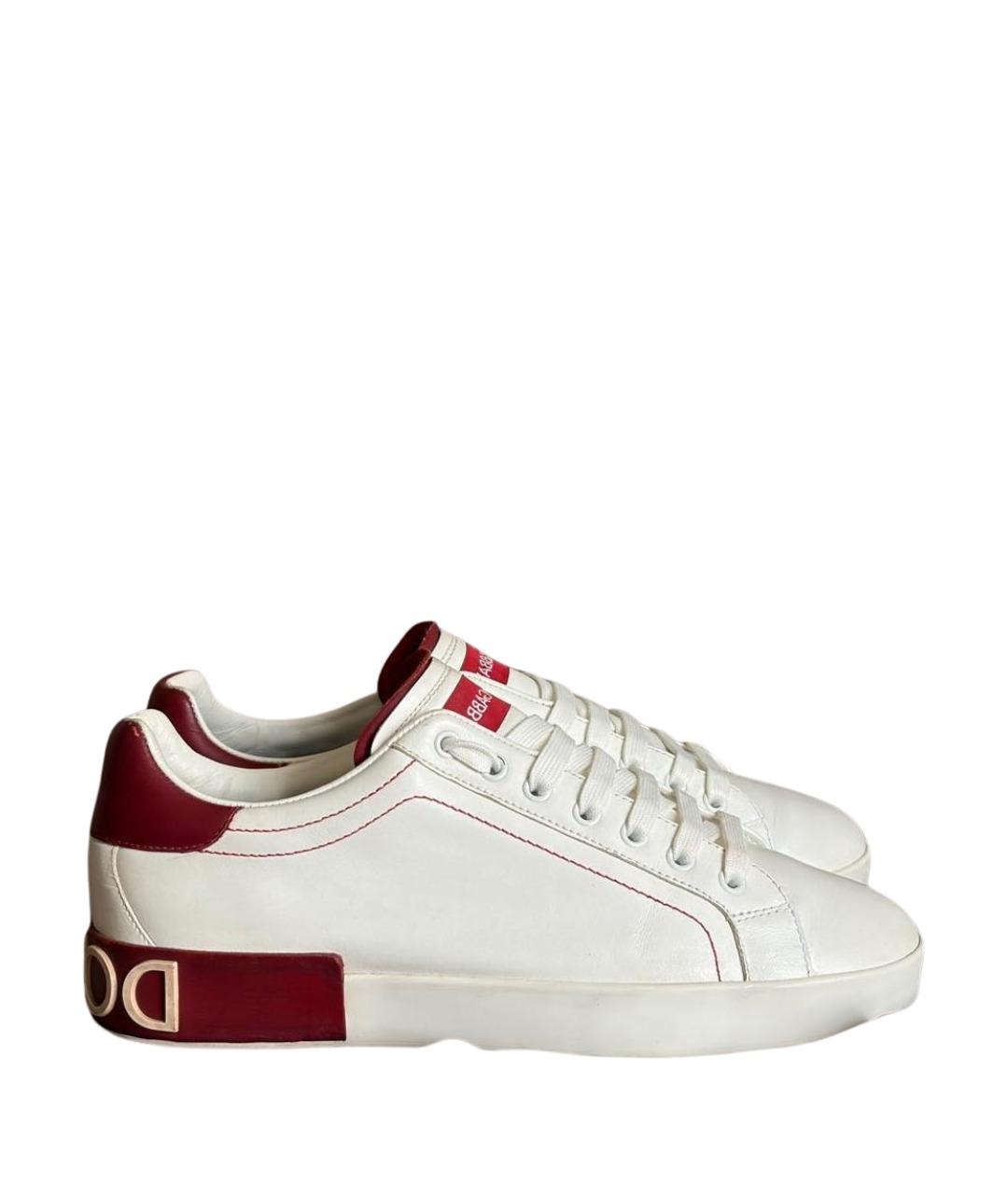 DOLCE&GABBANA Белые кожаные низкие кроссовки / кеды, фото 1