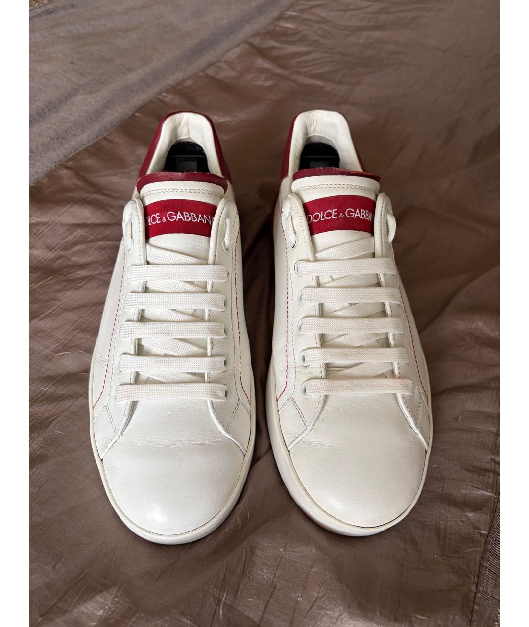 DOLCE&GABBANA Белые кожаные низкие кроссовки / кеды, фото 2