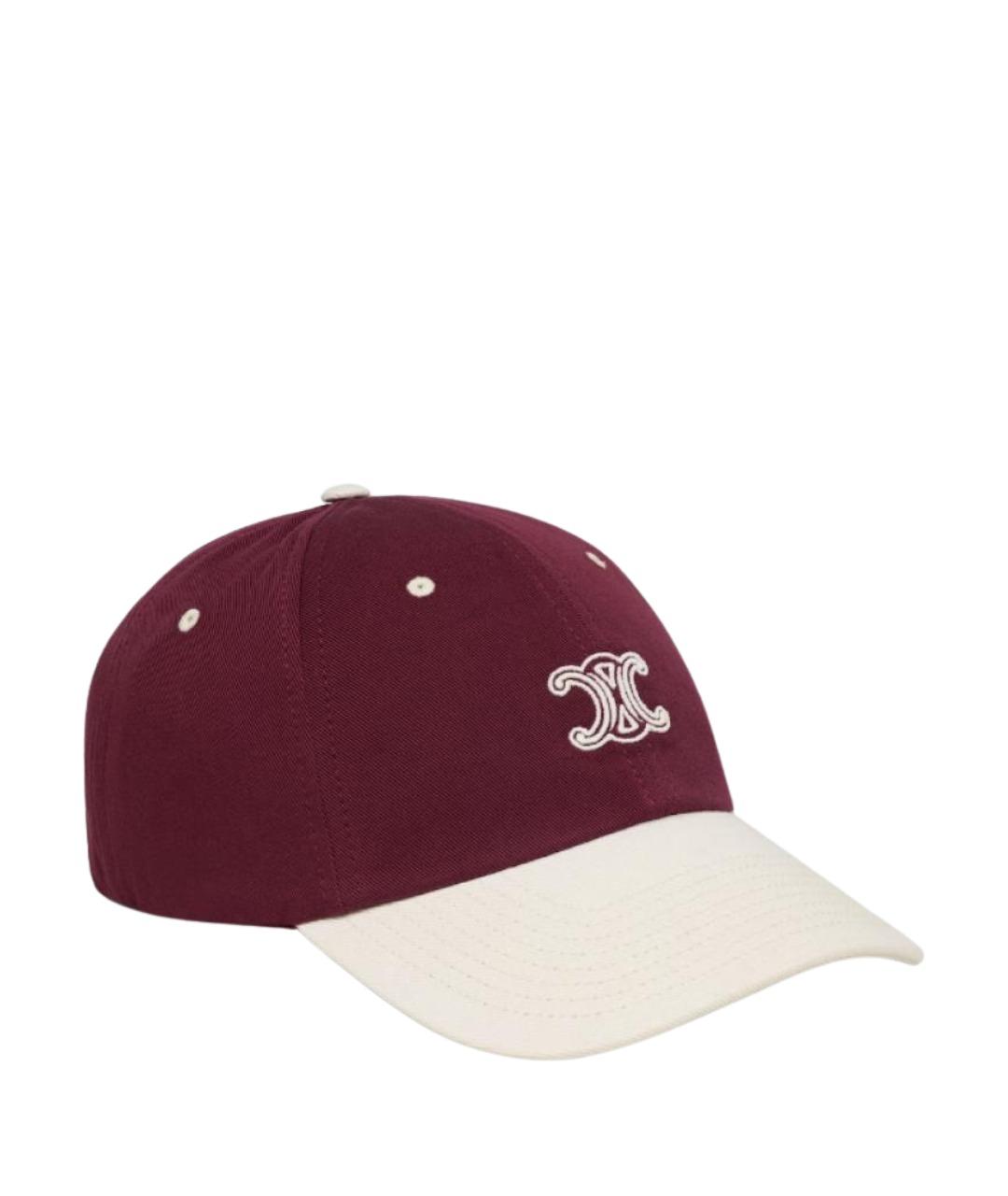 CELINE Бордовая хлопковая кепка, фото 1