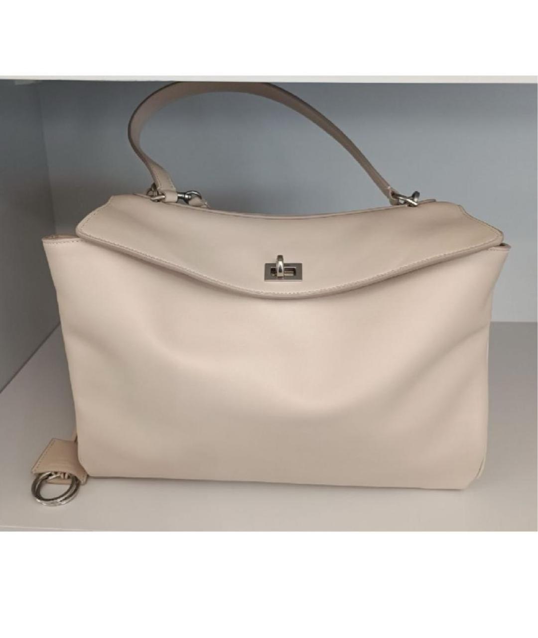 BALENCIAGA Бежевая кожаная сумка через плечо, фото 7
