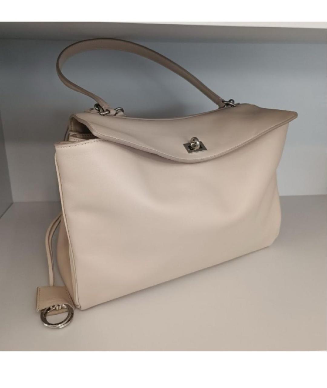 BALENCIAGA Бежевая кожаная сумка через плечо, фото 2