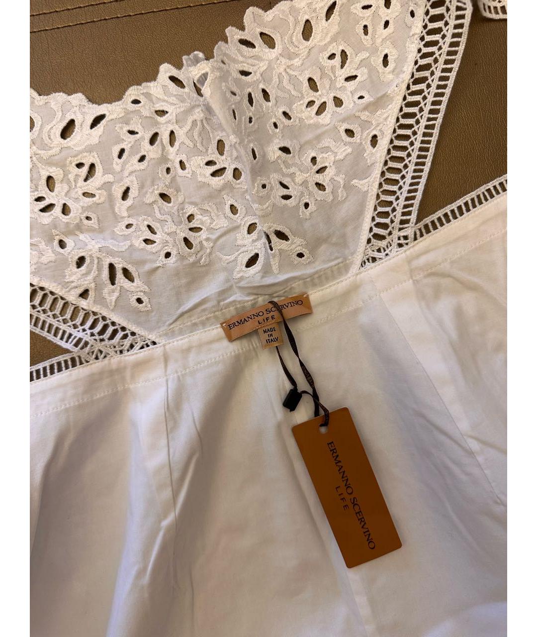 ERMANNO SCERVINO Белый хлопко-эластановый сарафан, фото 3