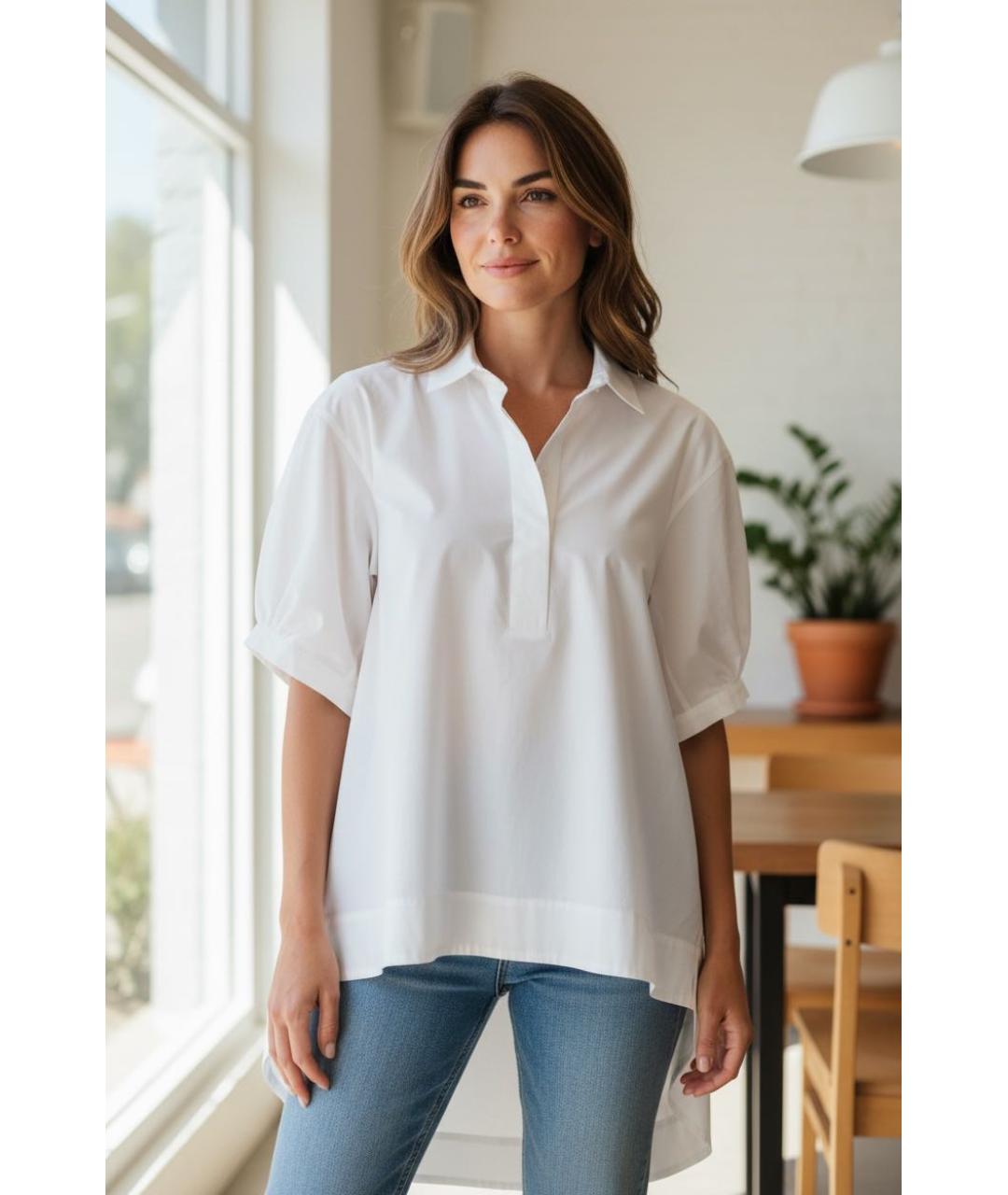 MAX&CO Белая хлопковая блузы, фото 2