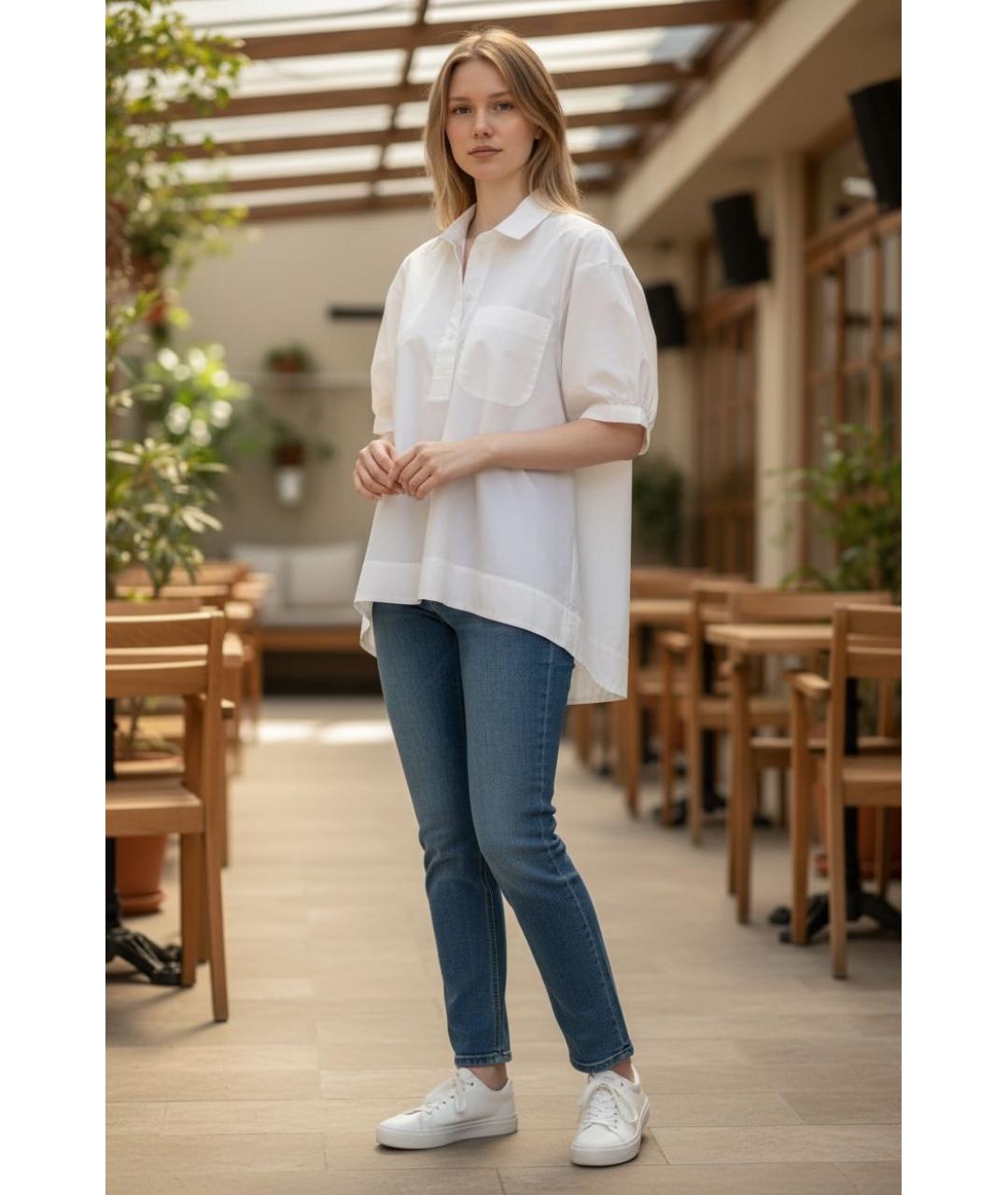 MAX&CO Белая хлопковая блузы, фото 4