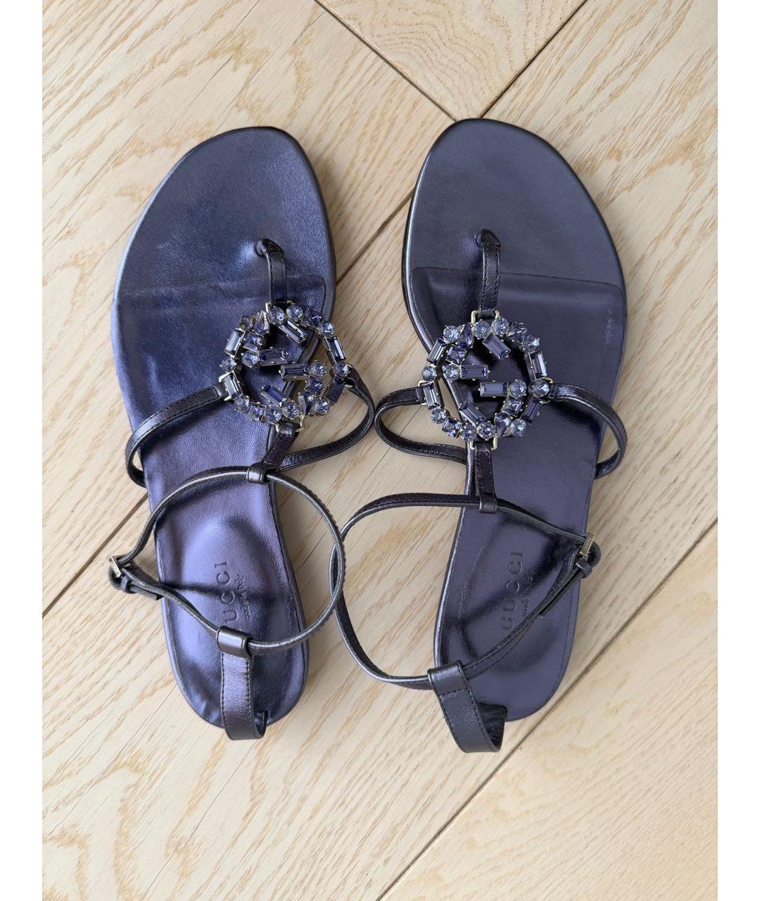 GUCCI Фиолетовые кожаные сандалии, фото 3