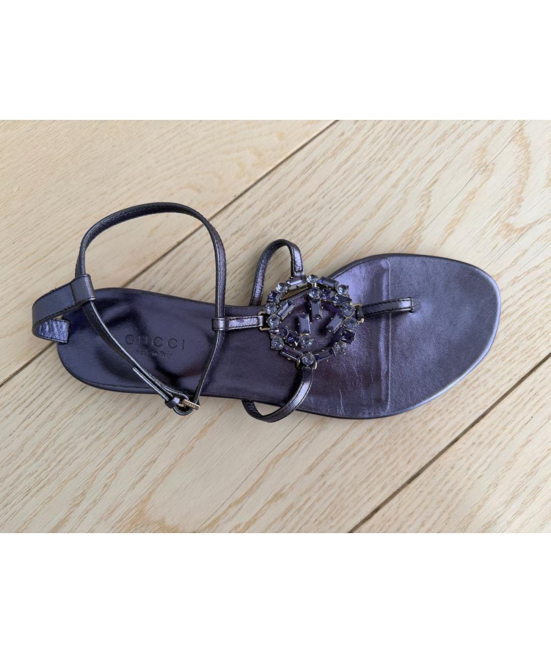 GUCCI Фиолетовые кожаные сандалии, фото 8