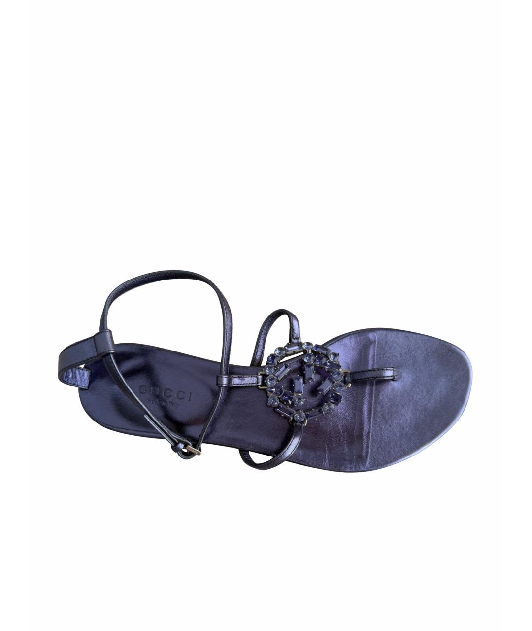 GUCCI Фиолетовые кожаные сандалии, фото 1