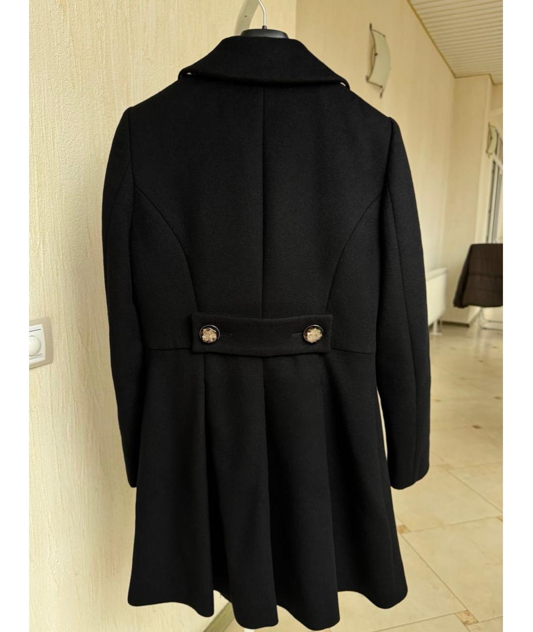 BOUTIQUE MOSCHINO Черное шерстяное пальто, фото 2