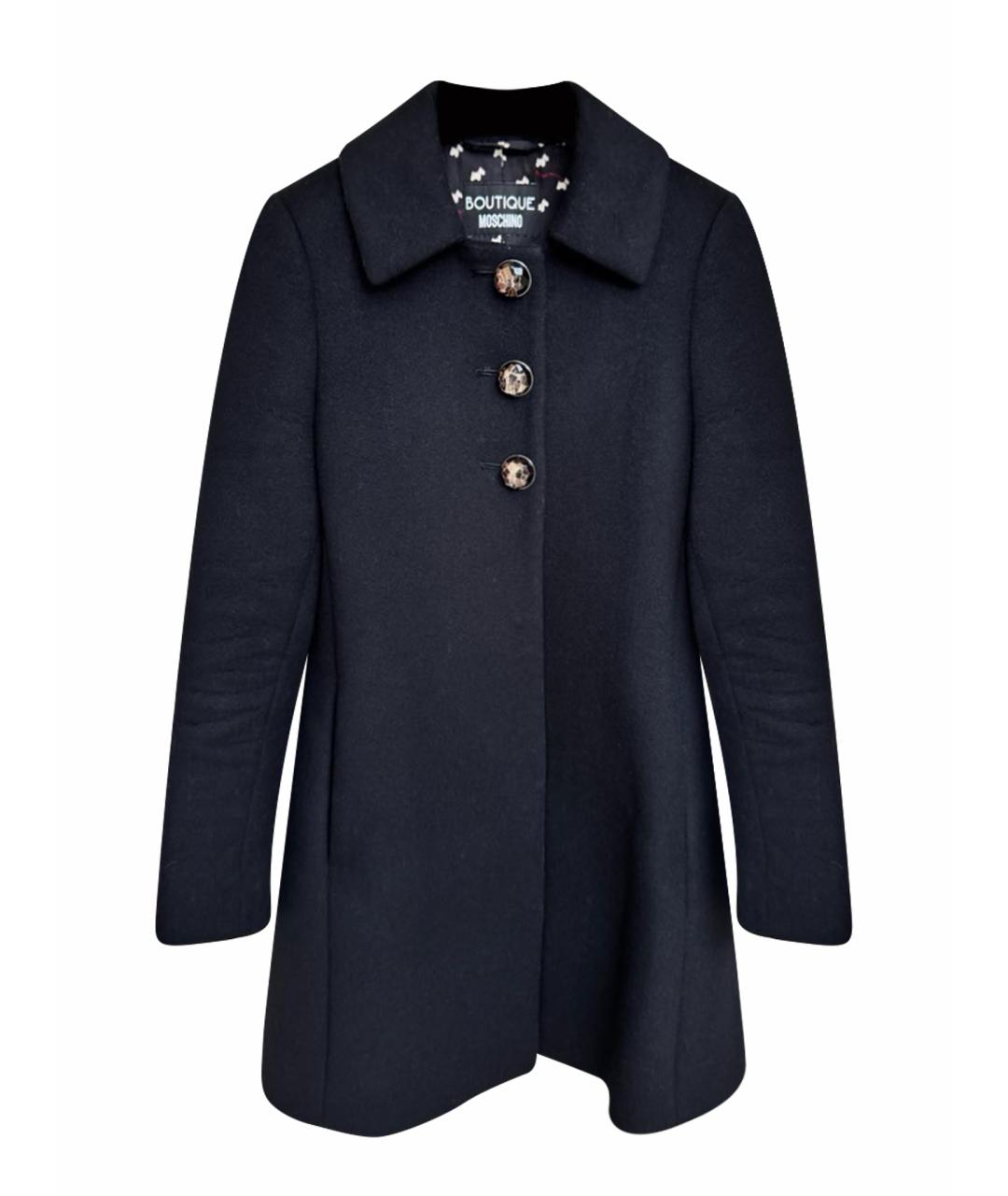 BOUTIQUE MOSCHINO Черное шерстяное пальто, фото 1