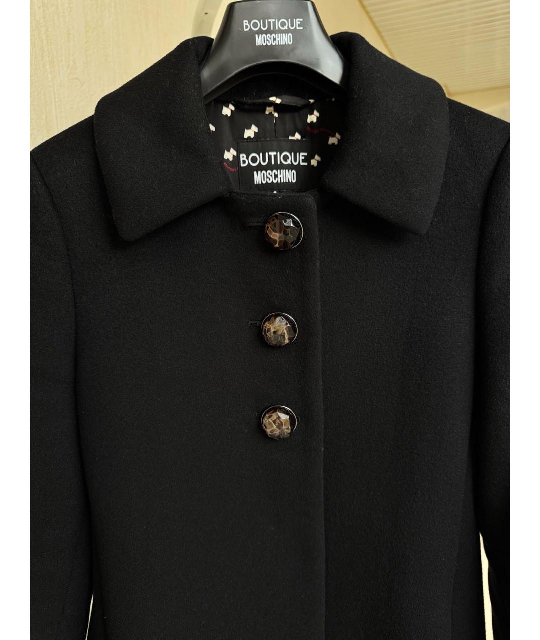 BOUTIQUE MOSCHINO Черное шерстяное пальто, фото 3
