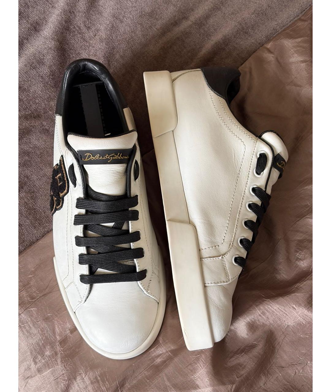 DOLCE&GABBANA Белые кожаные низкие кроссовки / кеды, фото 6