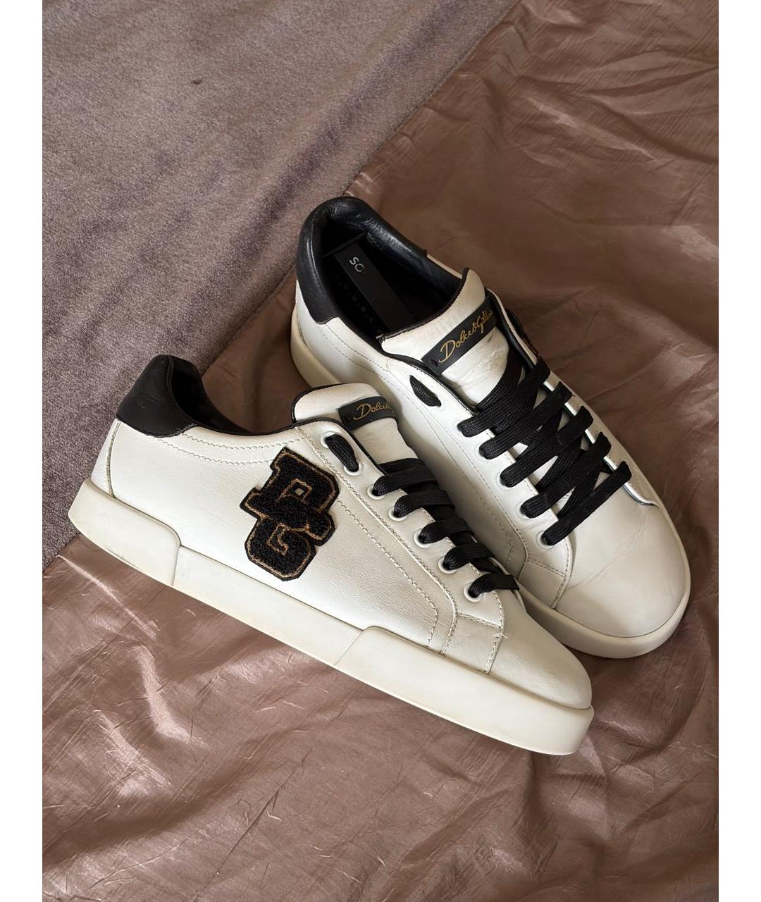 DOLCE&GABBANA Белые кожаные низкие кроссовки / кеды, фото 5