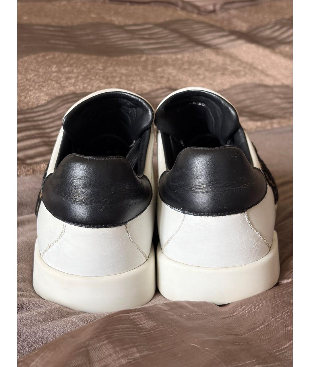 DOLCE&GABBANA Белые кожаные низкие кроссовки / кеды, фото 4