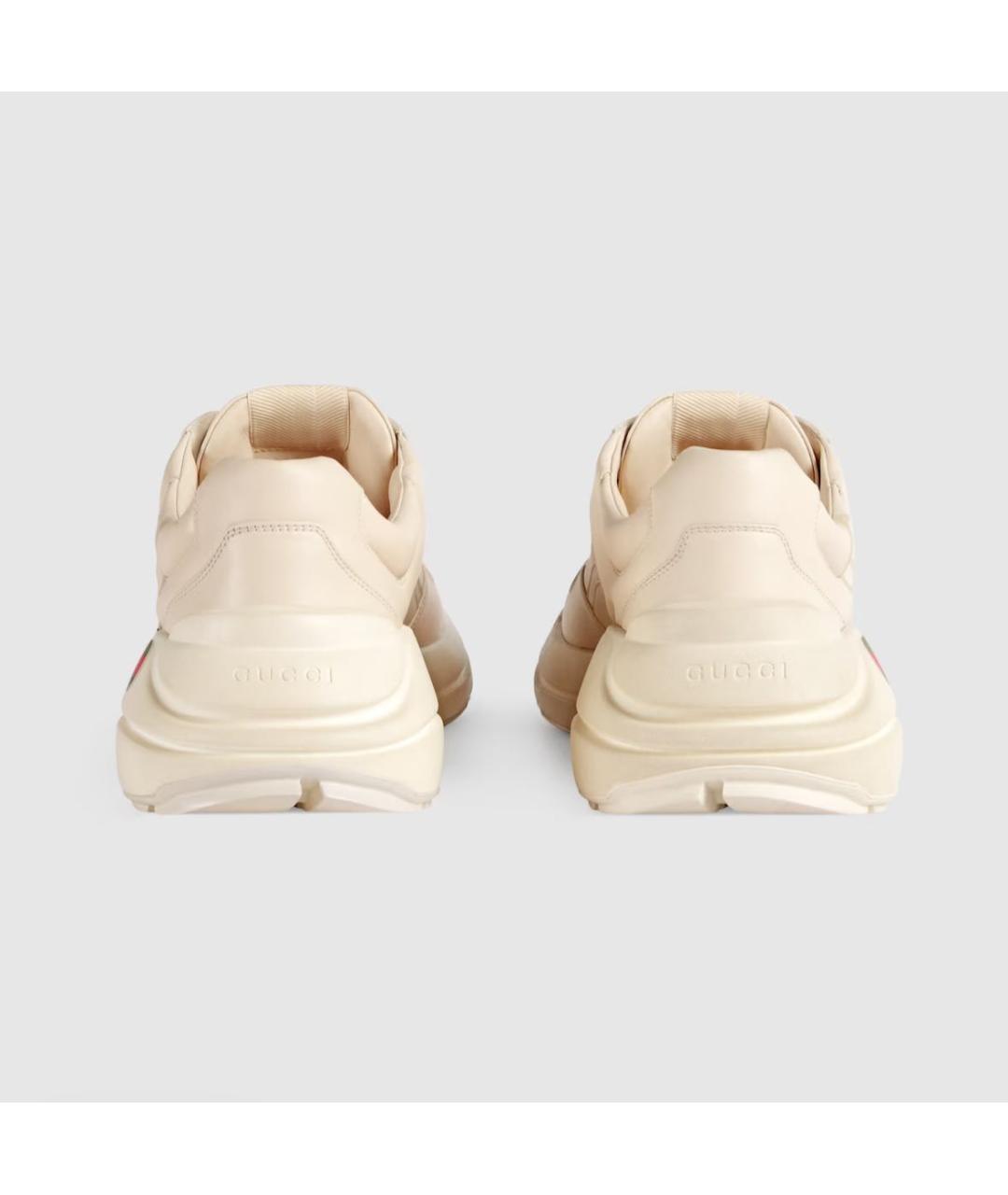 GUCCI Бежевые кожаные низкие кроссовки / кеды, фото 4