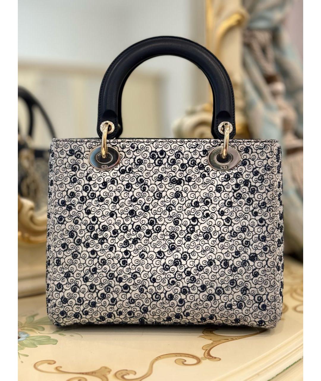 CHRISTIAN DIOR Темно-синяя кожаная сумка с короткими ручками, фото 6