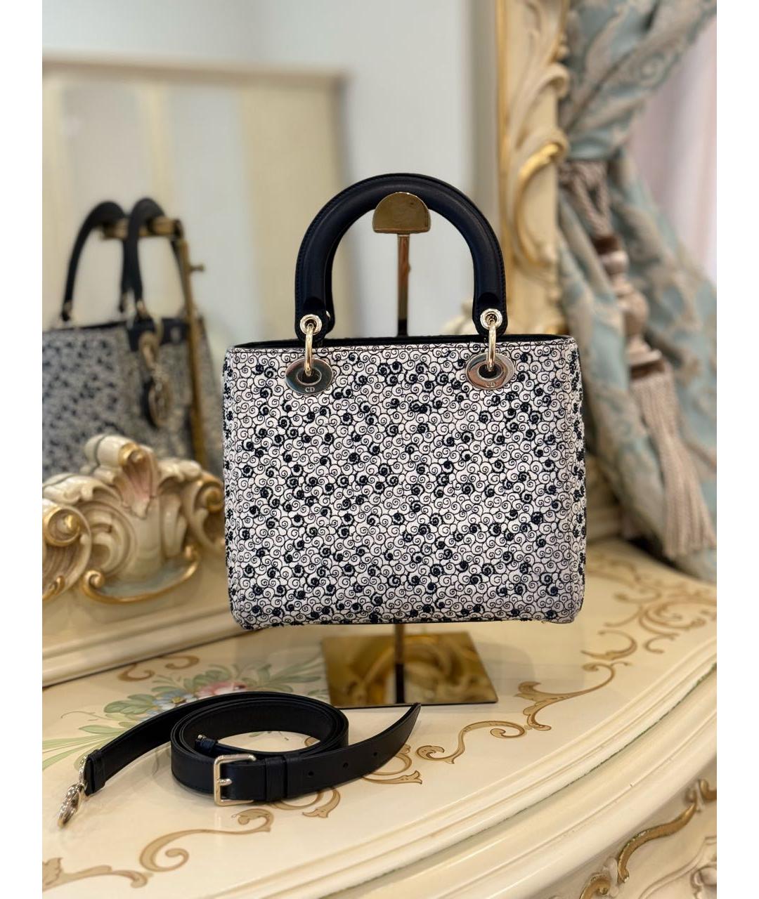 CHRISTIAN DIOR Темно-синяя кожаная сумка с короткими ручками, фото 4