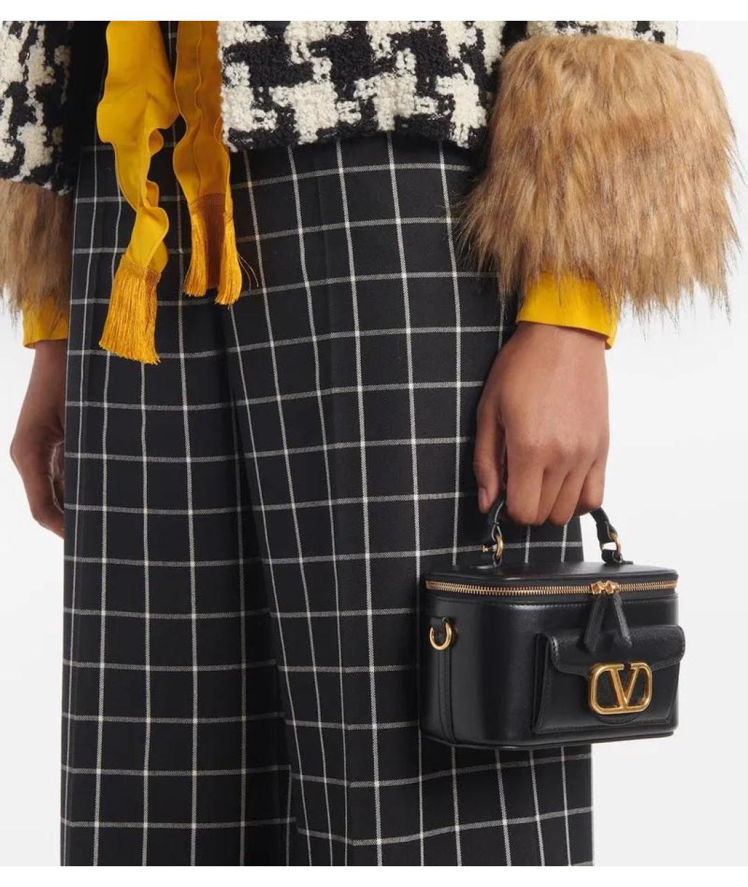 VALENTINO Черная кожаная сумка с короткими ручками, фото 8