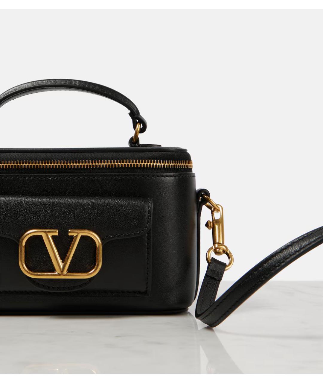 VALENTINO Черная кожаная сумка с короткими ручками, фото 5