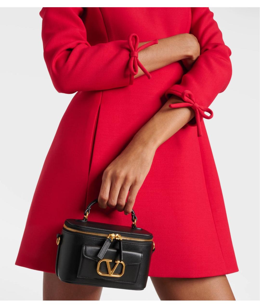 VALENTINO Черная кожаная сумка с короткими ручками, фото 2