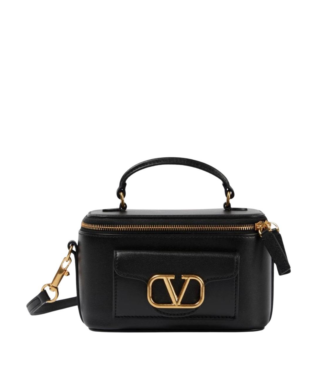 VALENTINO Черная кожаная сумка с короткими ручками, фото 1