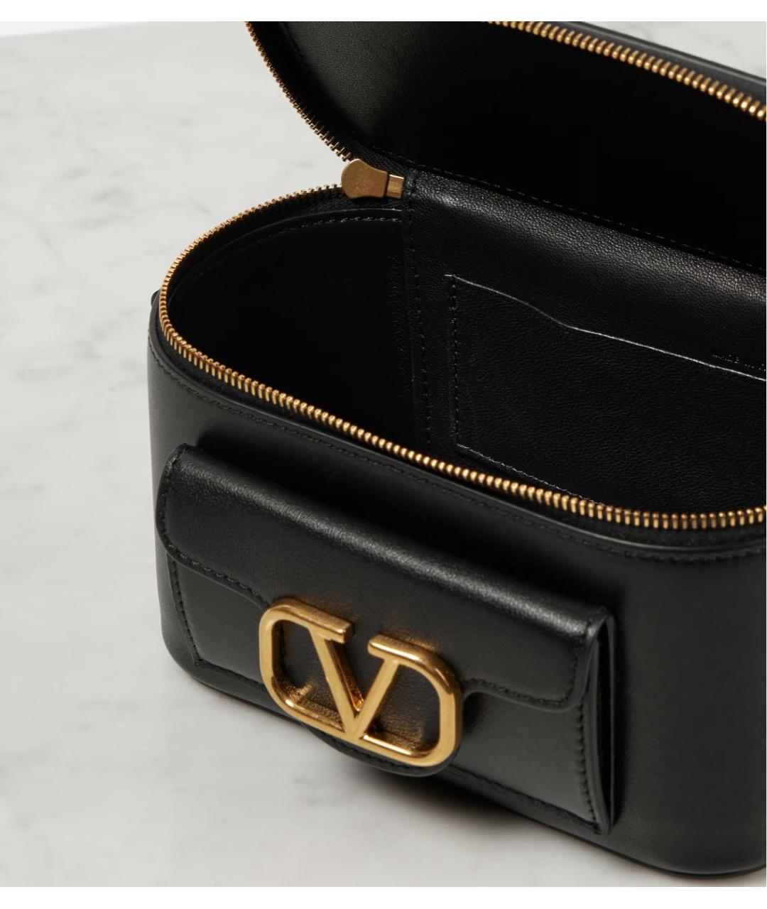VALENTINO Черная кожаная сумка с короткими ручками, фото 4