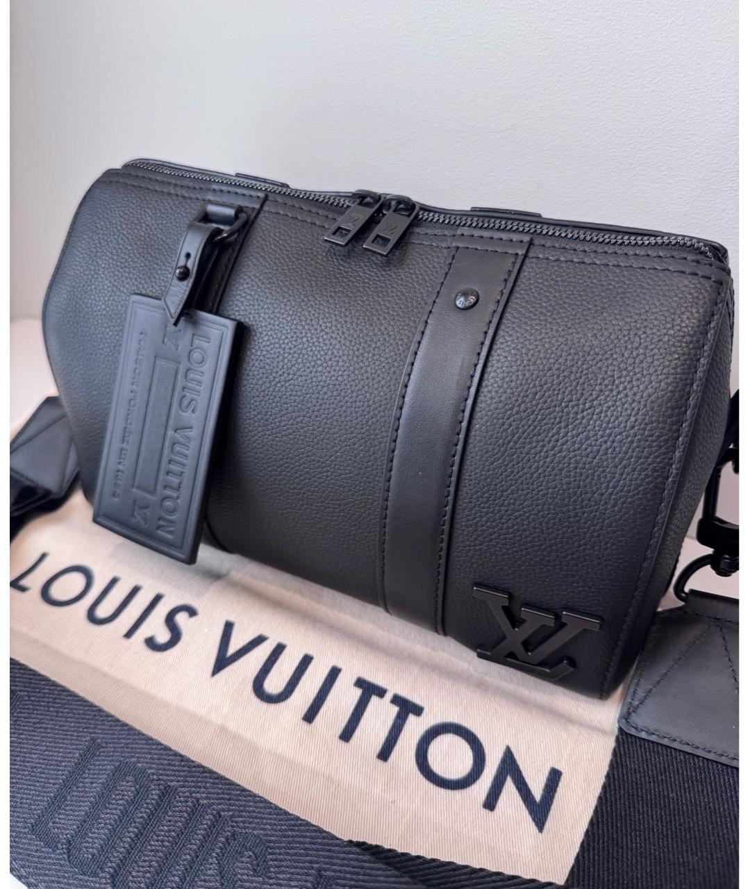 LOUIS VUITTON Черная кожаная сумка на плечо, фото 3